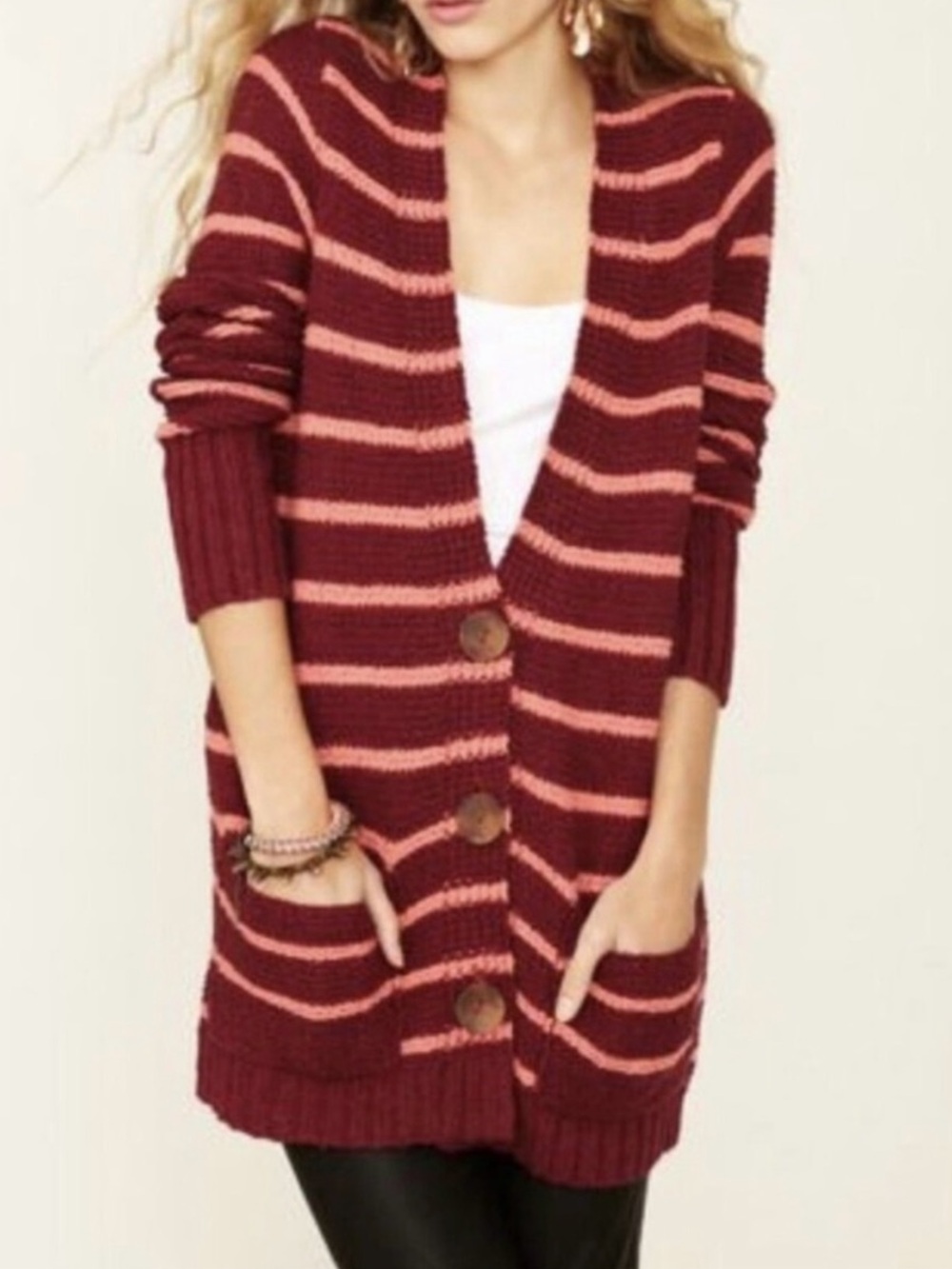 Free People FP Beach North Beach Stripe Cardigan